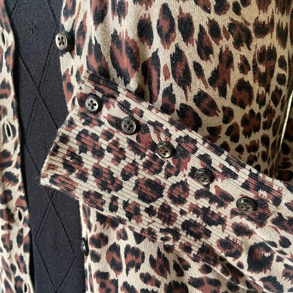 Women's Apt 9 Size M Cardigan Sweater Leopard Print Long Sleeve 84% Soft Cotton - Picture 6 of 9